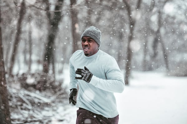 Man running in snow